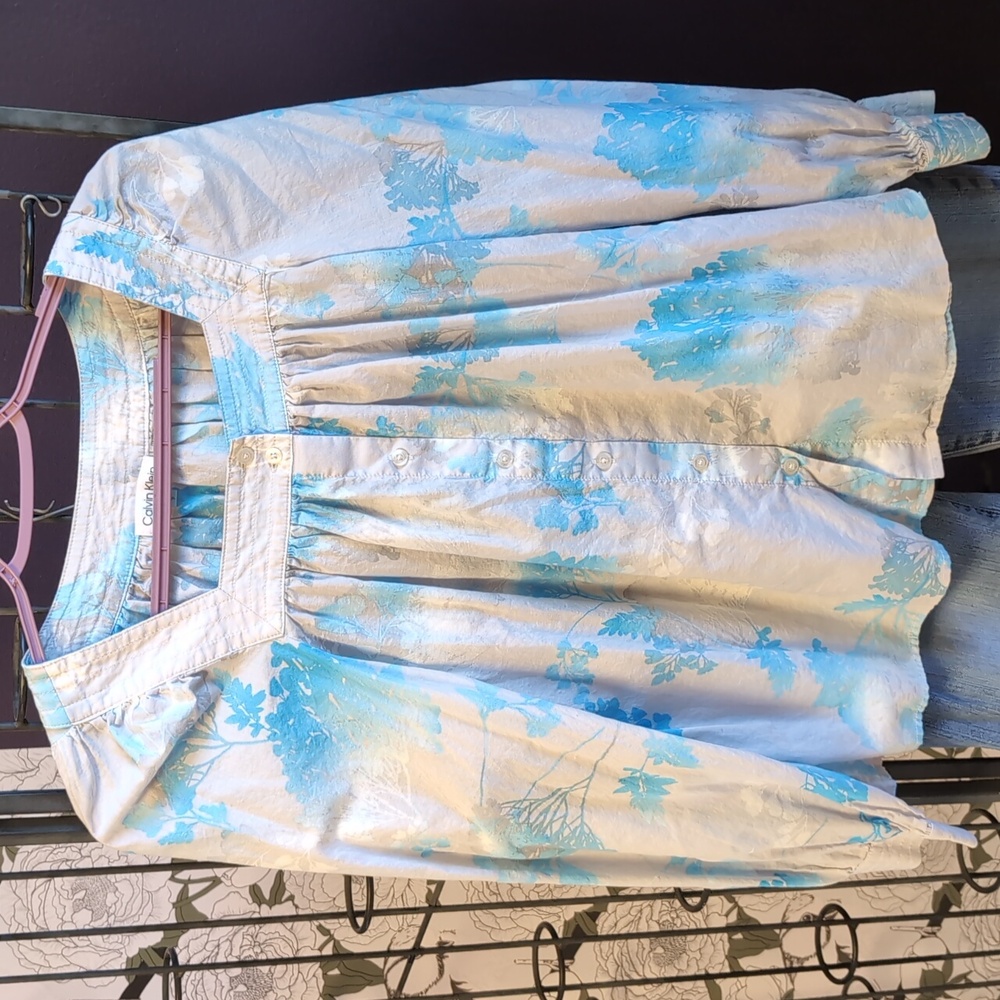 Calvin Klein Watercolor Peasant Top - Picture 3 of 9